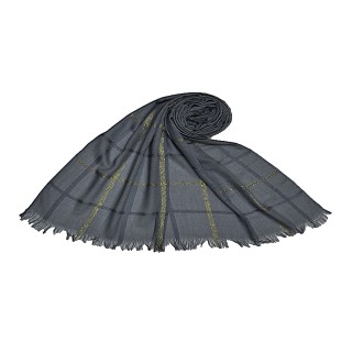 Golden stripes square box hijab - Grey